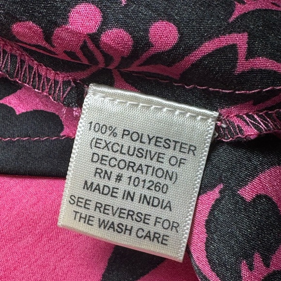 NWOT - HER DESTINY Pink Dress Black Floral Design 100% Polyester - Silk Feels XL - Picture 4 of 7